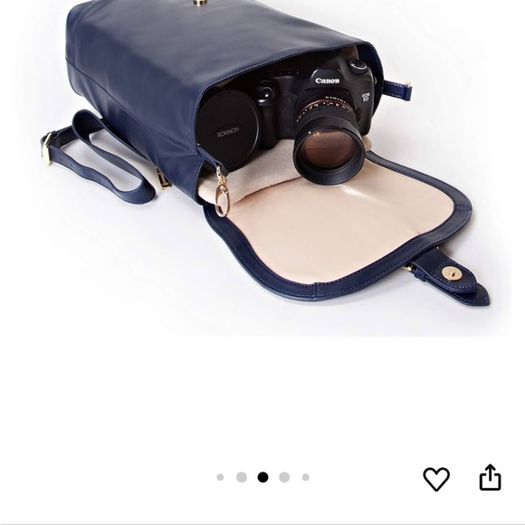 Isaac Mizrahi navy leather backpack - Picture 2 of 7